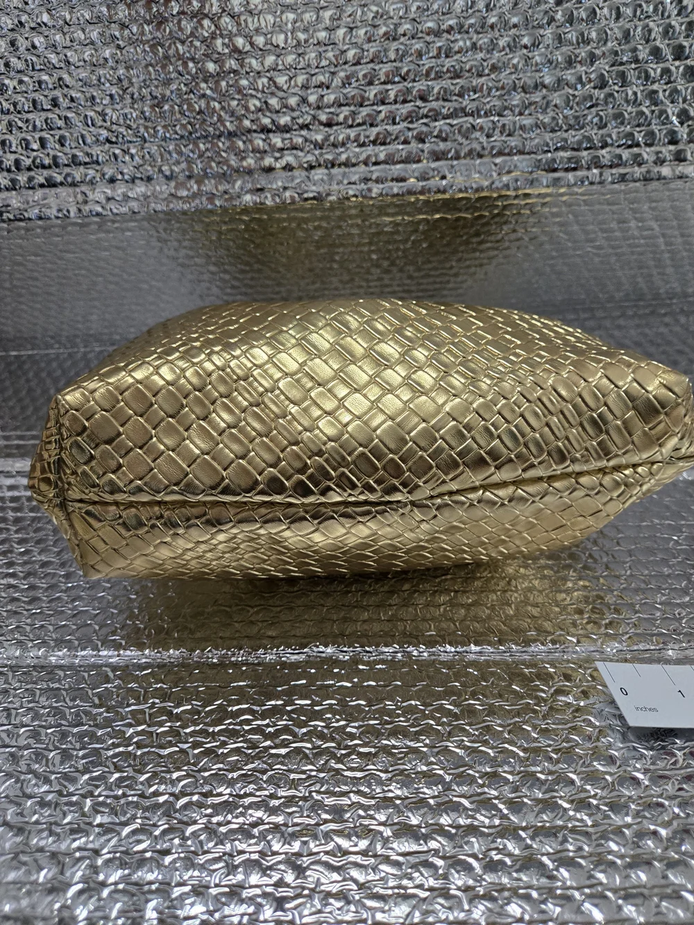 Gold Metallic Woven Hand Bag